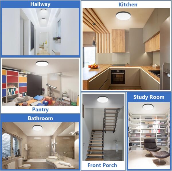 81HNJFr7KwL._AC_SL1500 24W Led Ceiling Light, 12 Inch Flush Mount Ceiling Light, 6500K Super Bright Light Fixture with 3000 Lumens for Bedroom, Living Room, Hallway, Dining Room, Study Room(White)