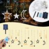 Solar Curtain Lights 138*LEDs, Star Moon Ramadan String Lights with 8 Lighting Mode, Timmer Setting, Ramadan Decorations, Waterproof Solar Powered Twinkle Hanging Fairy Lights for Outdoor