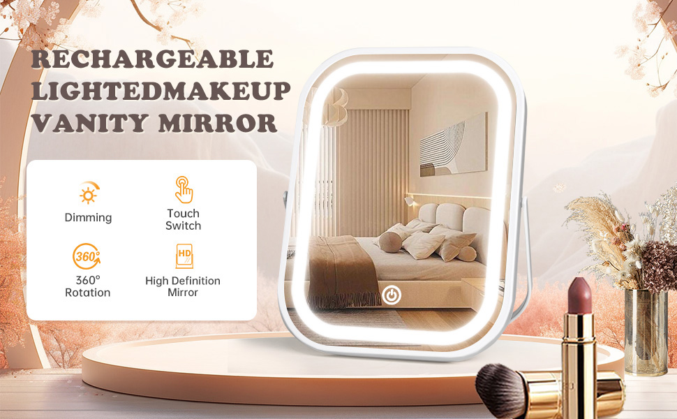 travel mirror with lights