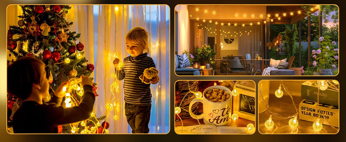 Minetom Battery Operated Crystal Globe String Lights